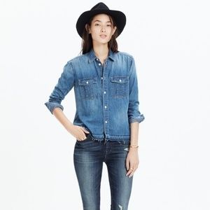 NWT Madewell Drop-Hem Denim Shirt in Lennie Wash